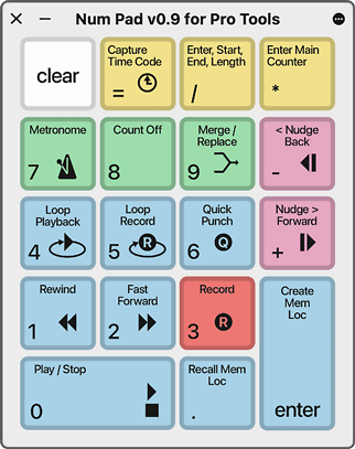 Num Pad for Pro Tools screen shot